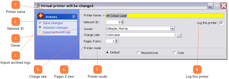 Edit virtual printers