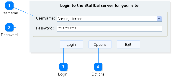 Logging in to StaffCal client
