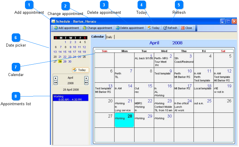 Monthly schedules