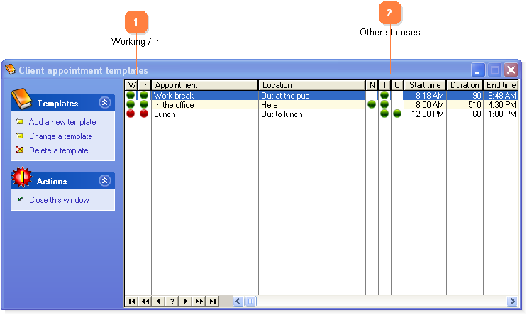 Making local appointment templates