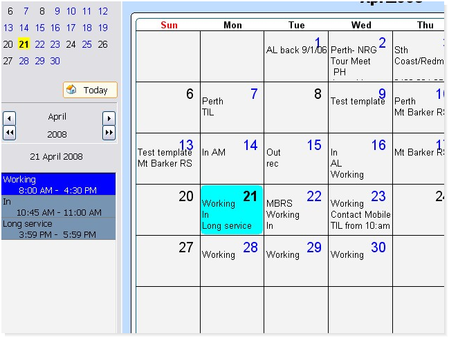 Calendar view